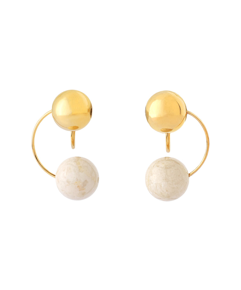 Natural stone curved line earrings