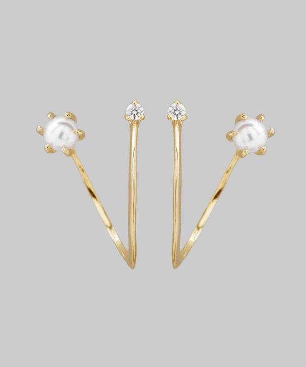 パール×ビジューフープピアス