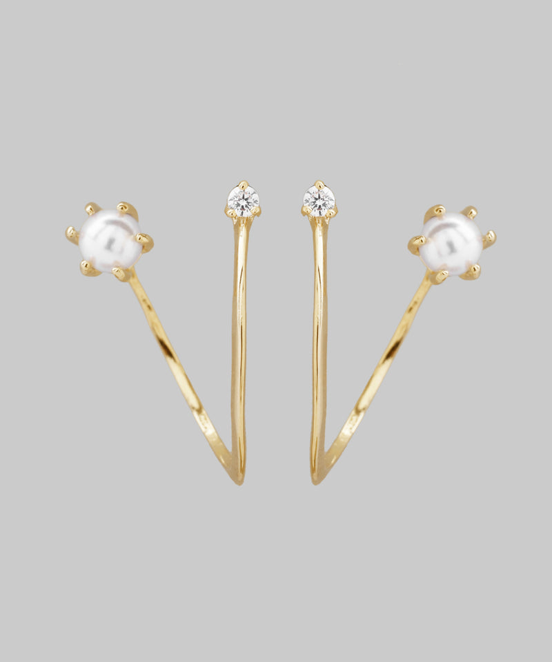 パール×ビジューフープピアス
