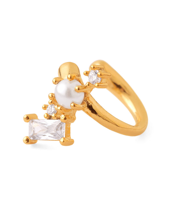 パール×ビジューイヤーカフ