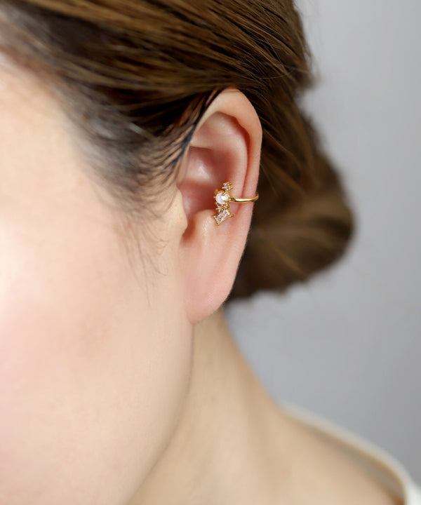 パール×ビジューイヤーカフ