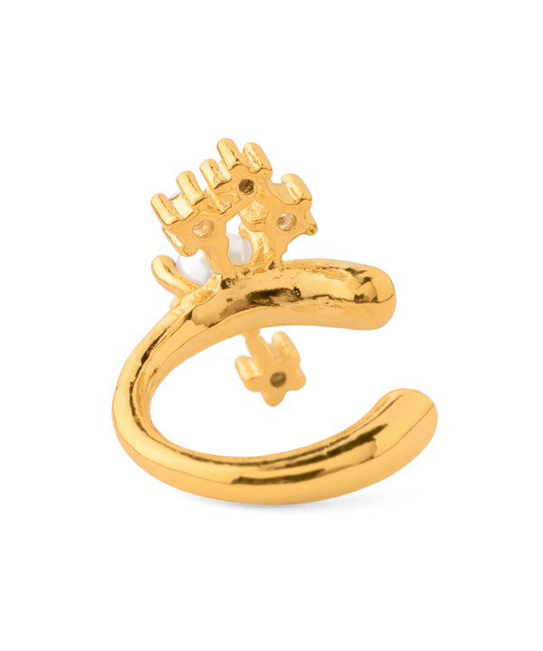 パール×ビジューイヤーカフ