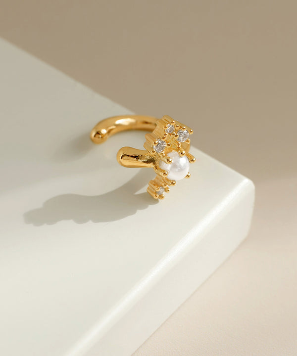 パール×ビジューイヤーカフ