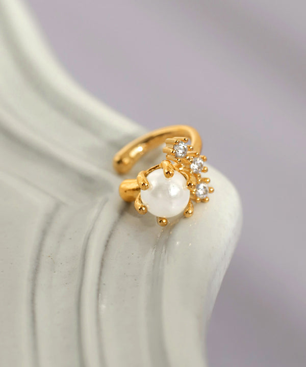 パール×ビジューイヤーカフ