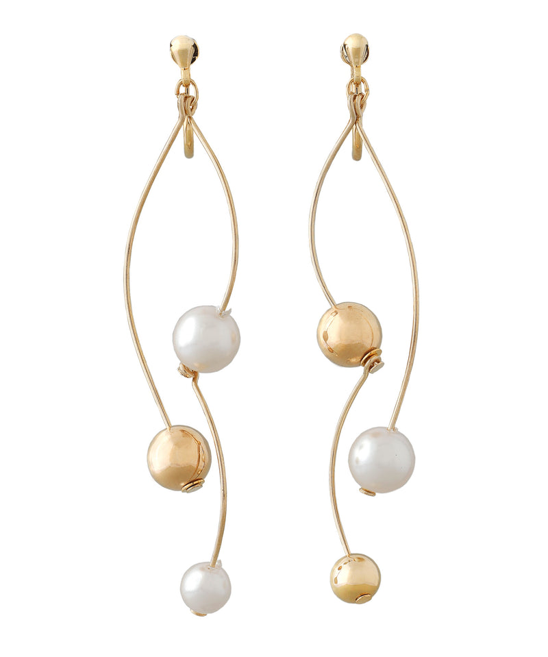 Pearl and metal ball earrings