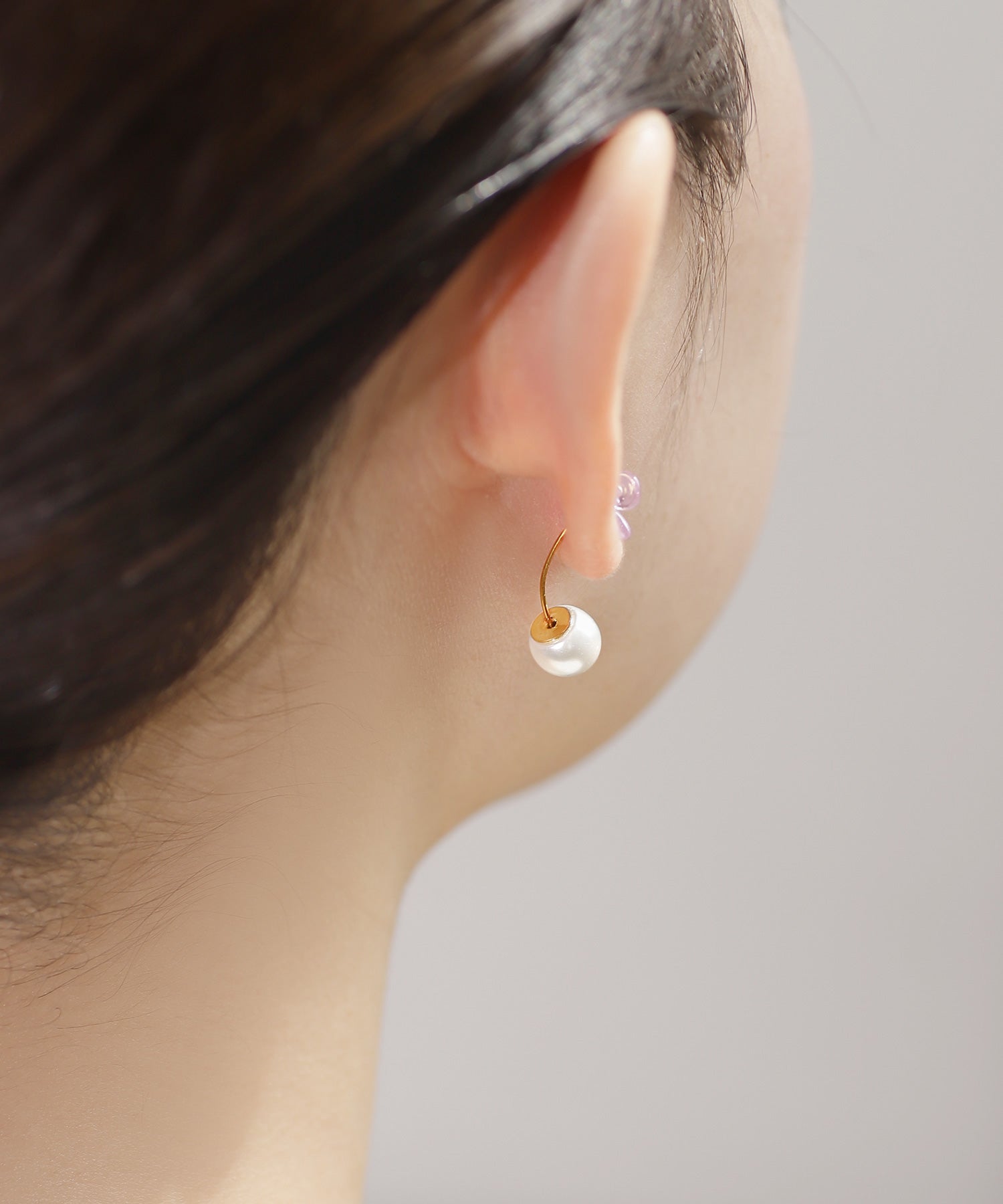 ANEMONE】フラワー×パールバックキャッチピアス｜アネモネ・シエナロゼ