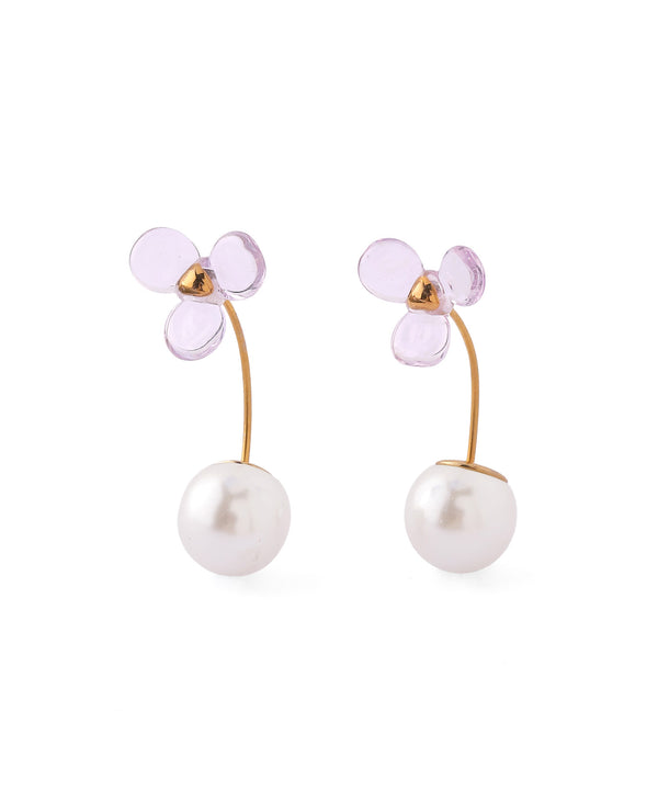 フラワー×パールバックキャッチピアス