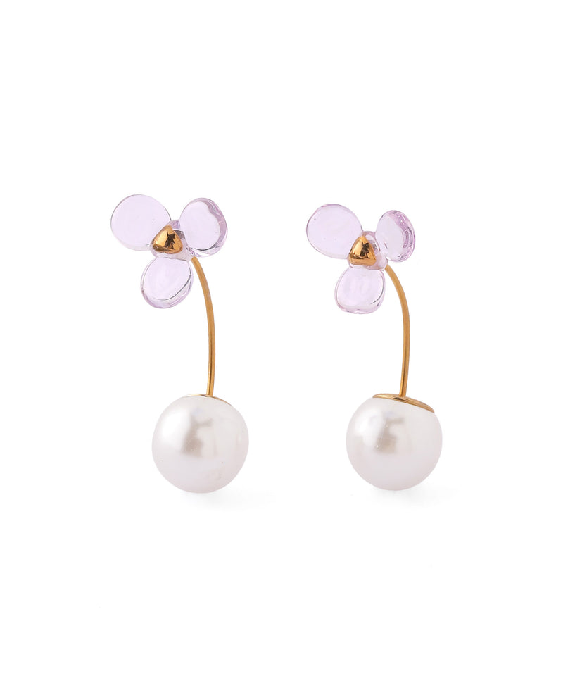 フラワー×パールバックキャッチピアス