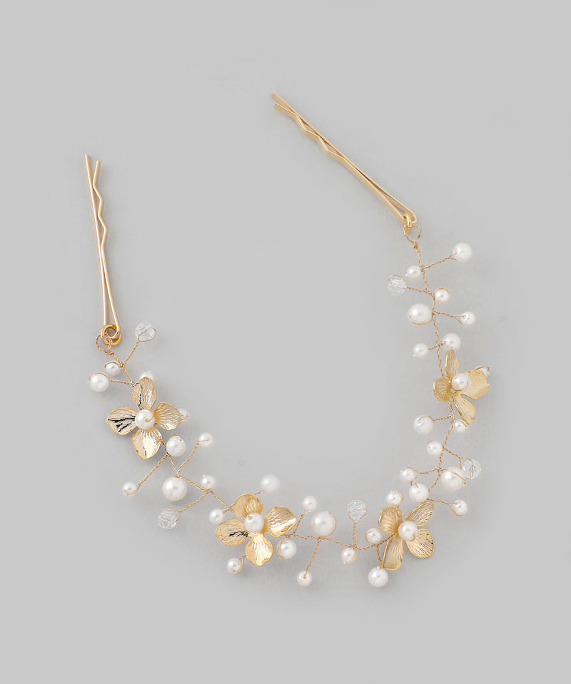 Metal flower x pearl vine head dress
