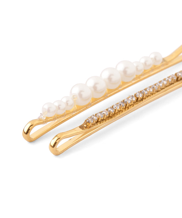 珍珠X水鑽髮夾[2入組]