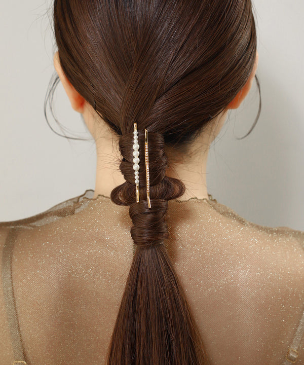 珍珠X水鑽髮夾[2入組]