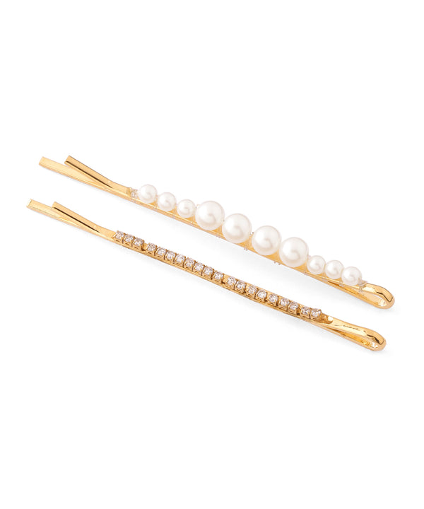 珍珠X水鑽髮夾[2入組]