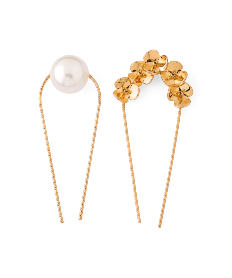 パール×メタルフラワーUピン[2本セット]