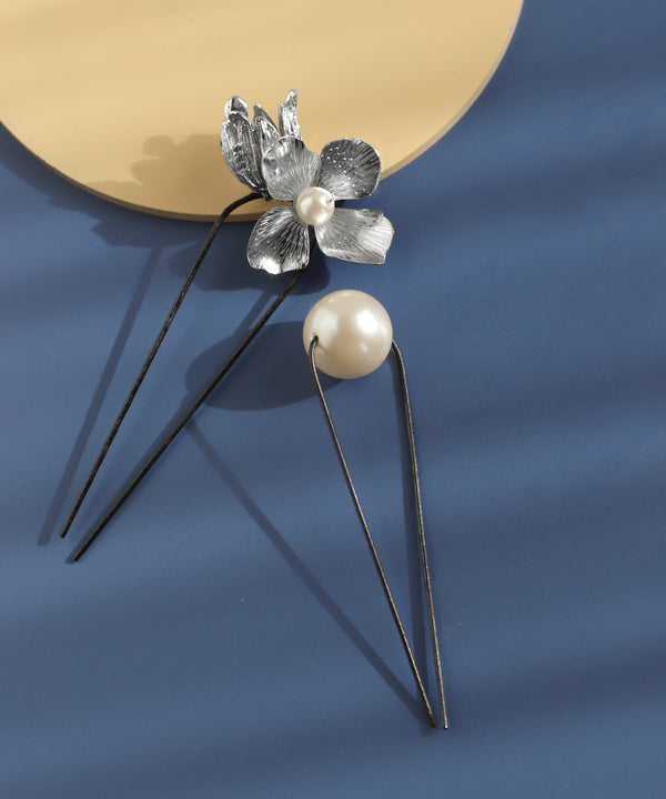 パール×メタルフラワーUピン[2本セット]