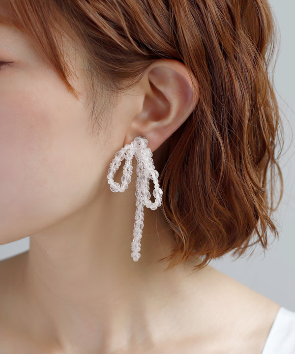 ビーズリボンイヤリング[Hanayome]