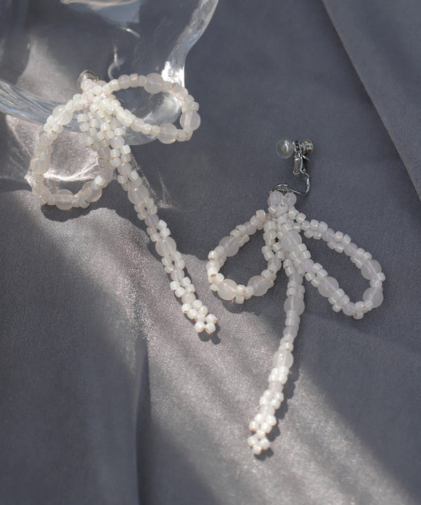 ビーズリボンイヤリング[Hanayome]