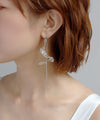 スパイラルロングビジューピアス[Hanayome]