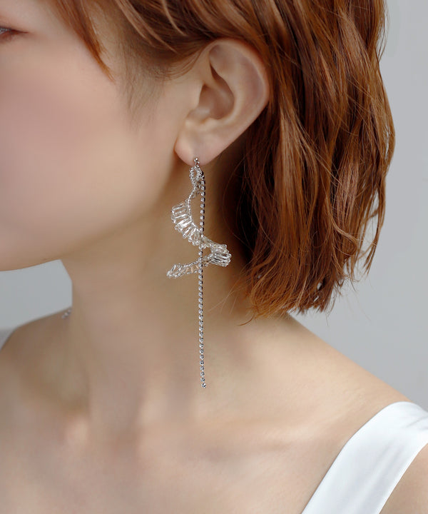 スパイラルロングビジューピアス[Hanayome]