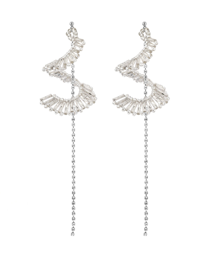 スパイラルロングビジューピアス[Hanayome]