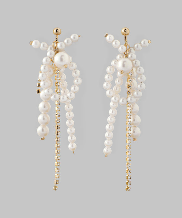 ANEMONE】パール×ビジューラインイヤリング[Hanayome]｜アネモネ