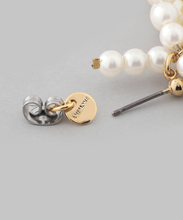 パール×ビジューラインピアス[Hanayome]