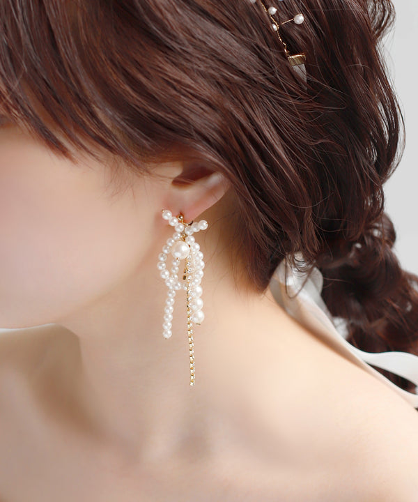 パール×ビジューラインピアス[Hanayome]