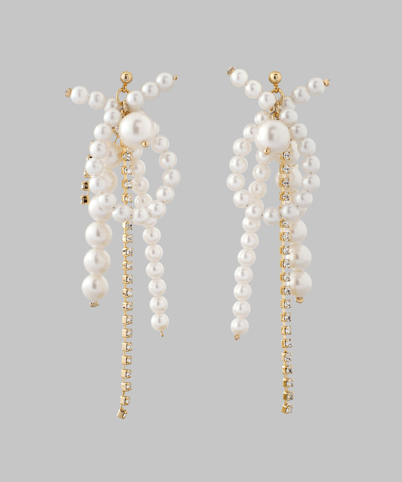 パール×ビジューラインピアス[Hanayome]