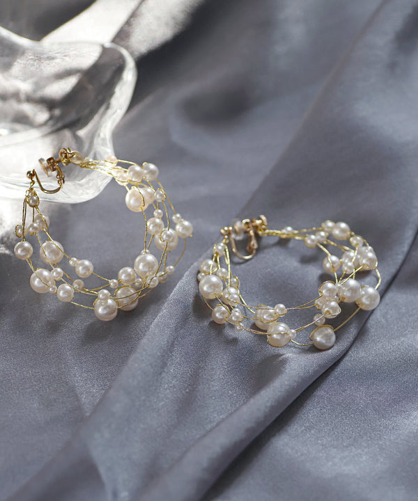 パールラインフープイヤリング[Hanayome]