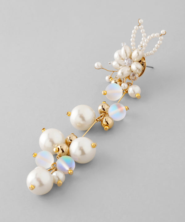 ビーズ×パールフラワーピアス[Hanayome]