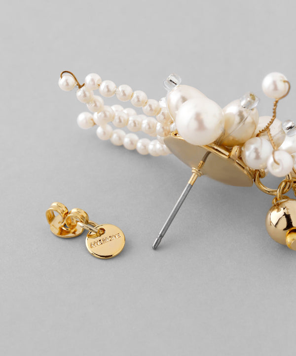 ビーズ×パールフラワーピアス[Hanayome]
