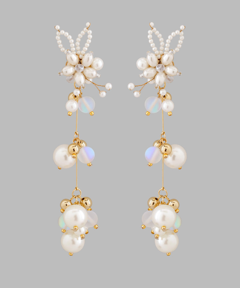 ビーズ×パールフラワーピアス[Hanayome]