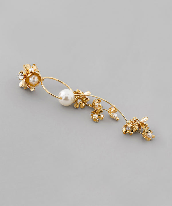 パール×メタルフラワーイヤリング[Hanayome]