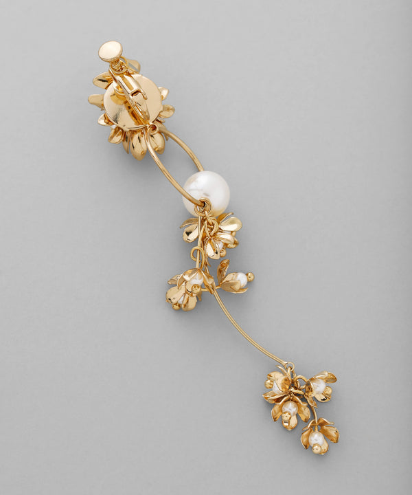 パール×メタルフラワーイヤリング[Hanayome]