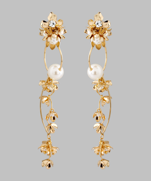 パール×メタルフラワーイヤリング[Hanayome]