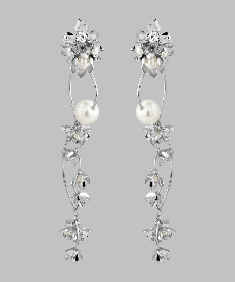 パール×メタルフラワーイヤリング[Hanayome]