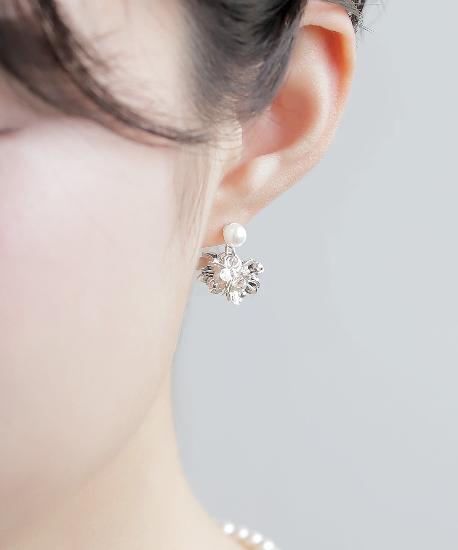 ANEMONE】パール×フラワーピアス｜アネモネ・シエナロゼ・ミミサン