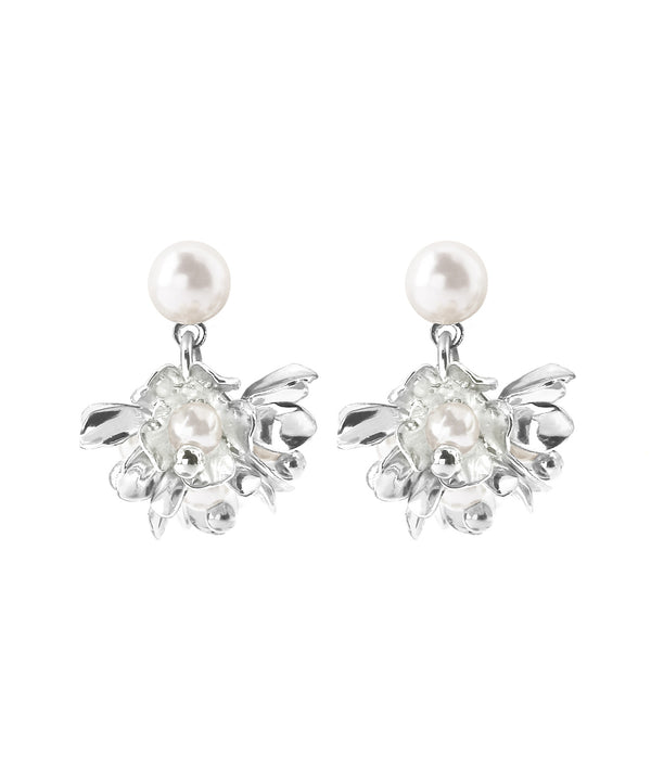 パール×フラワーピアス