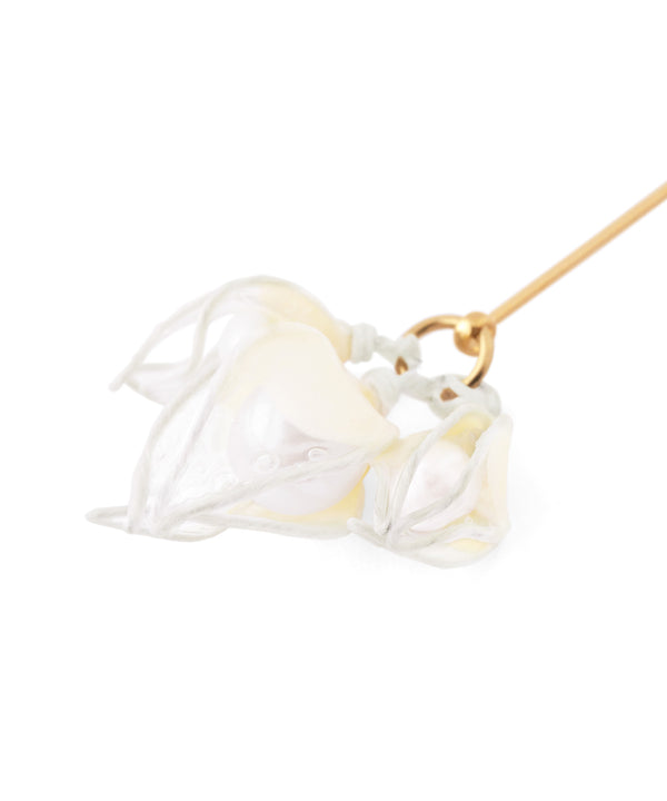 パール×クリアフラワーピアス