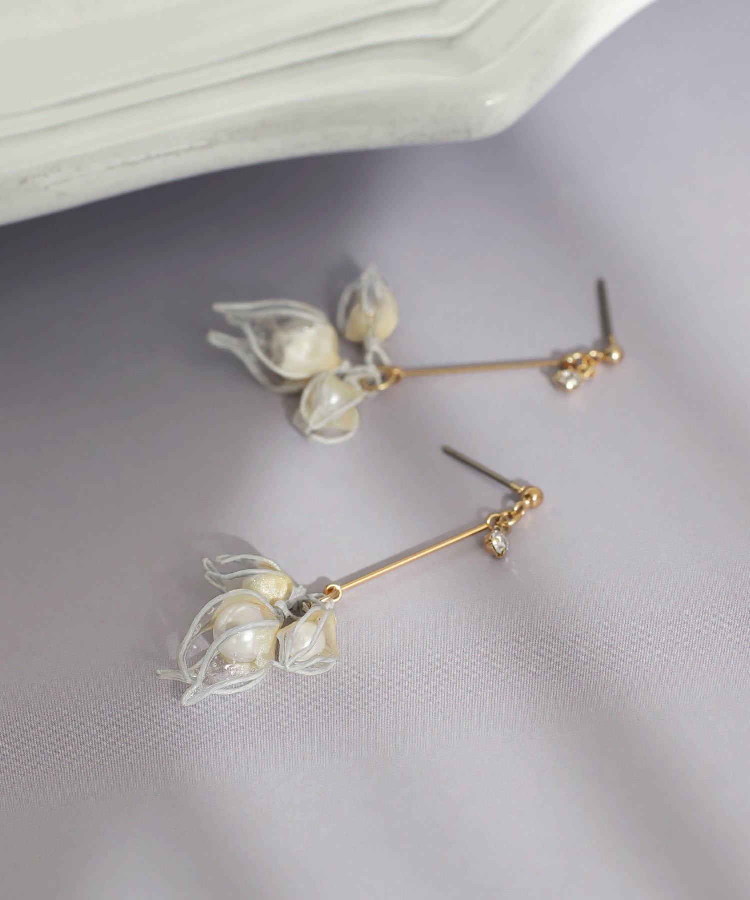 ANEMONE】パール×クリアフラワーピアス｜アネモネ・シエナロゼ