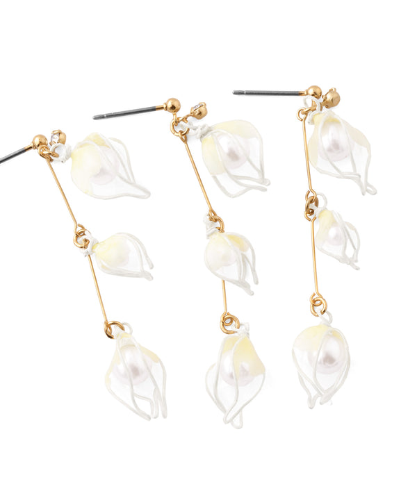 パール×クリアフラワーピアス