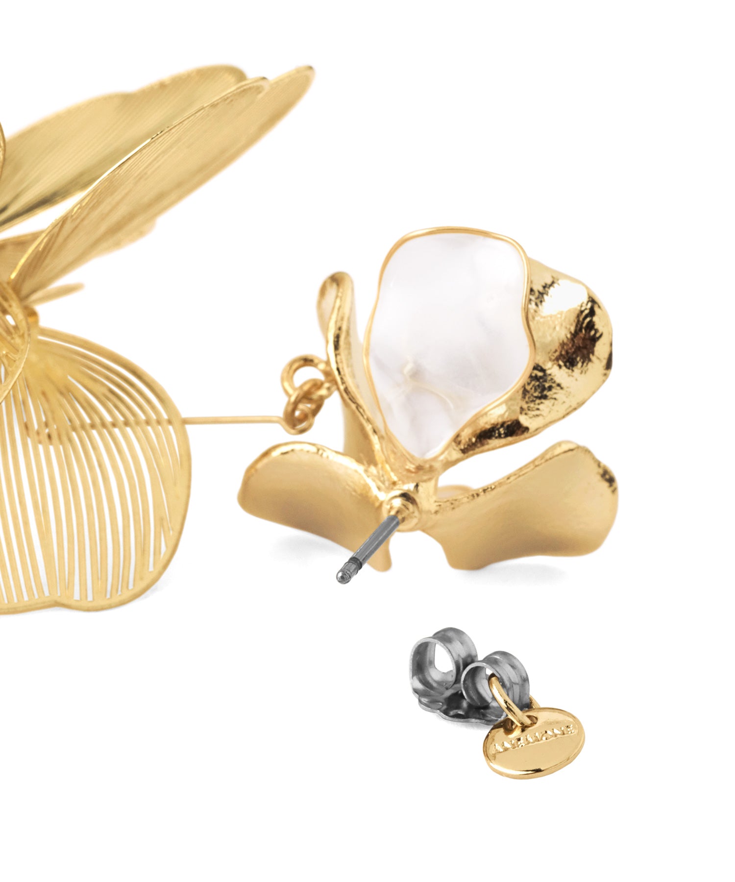 ANEMONE】パール×メタルフラワーアシメピアス[Hanayome]｜アネモネ