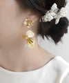 パール×メタルフラワーアシメピアス[Hanayome]