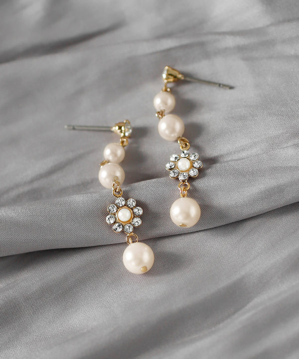 ビジューフラワー×パールピアス