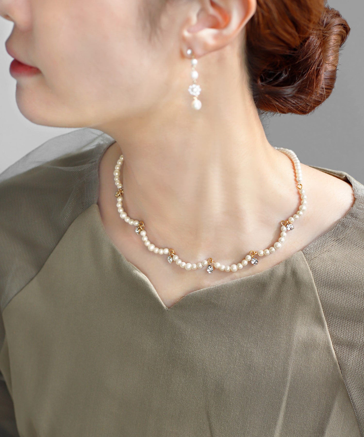 ANEMONE】ビジュー×パールネックレス｜アネモネ・シエナロゼ・ミミサン