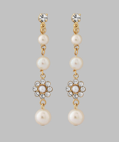 Bijou flower and pearl earrings