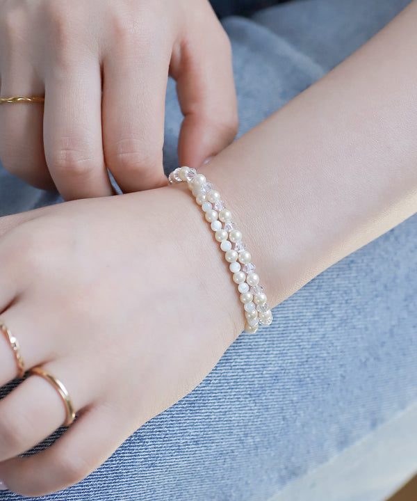 Pearl and Bead Double-Strand Bracelet