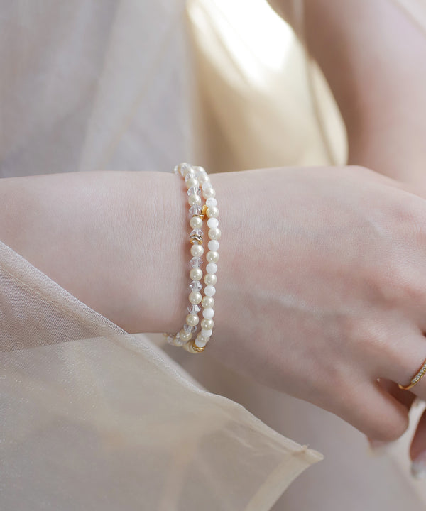 Pearl and Bead Double-Strand Bracelet