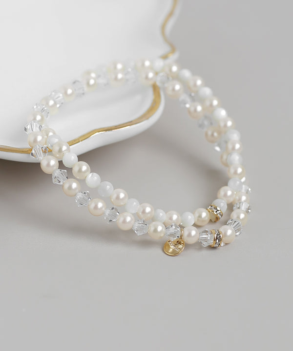 Pearl and Bead Double-Strand Bracelet
