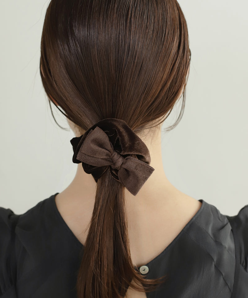 Suede-look ribbon & velvet scrunchie