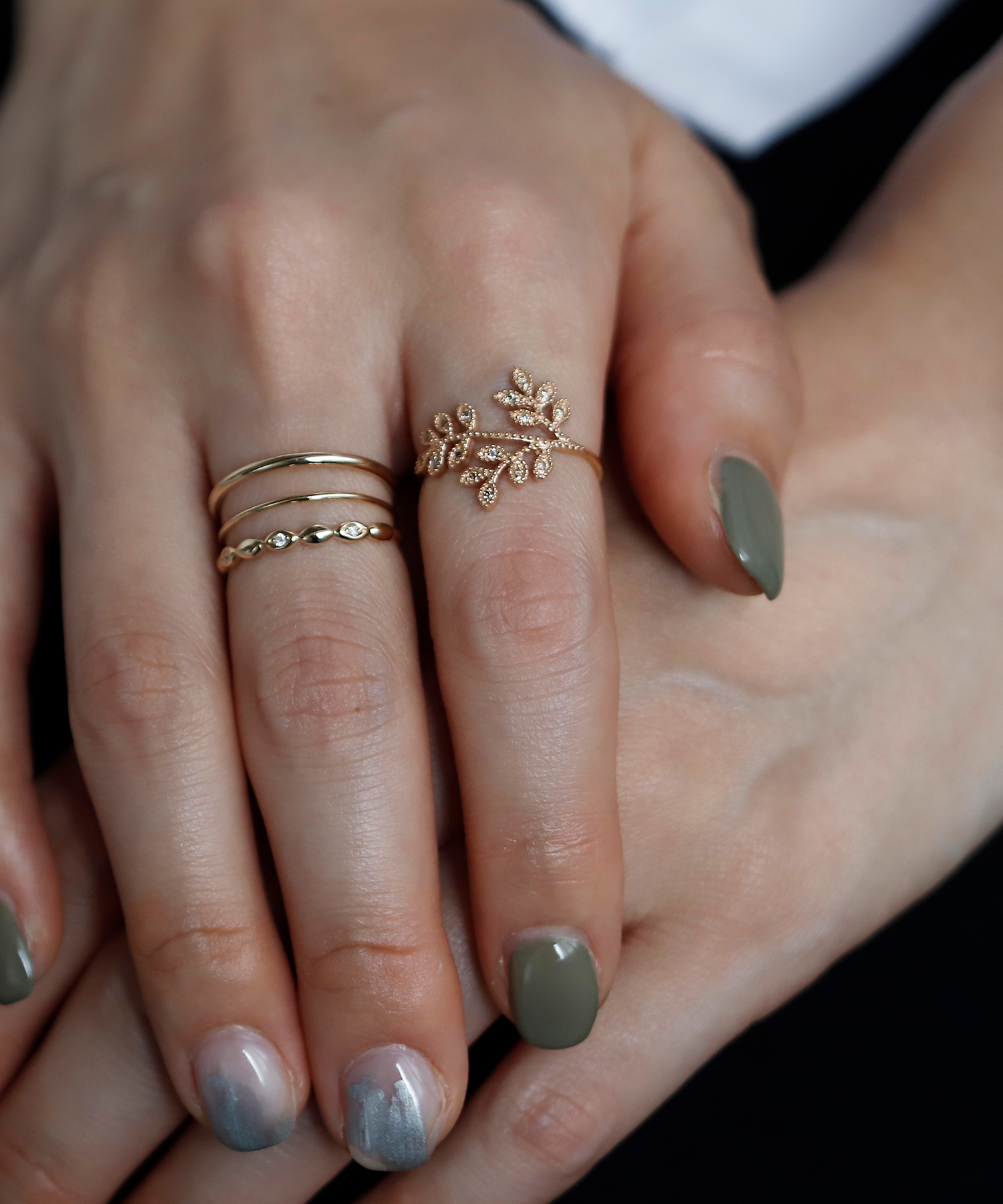 人気急上昇 ③ネイルリング パールリボン ジュエリー ネイルアート 爪の指輪 チップリング